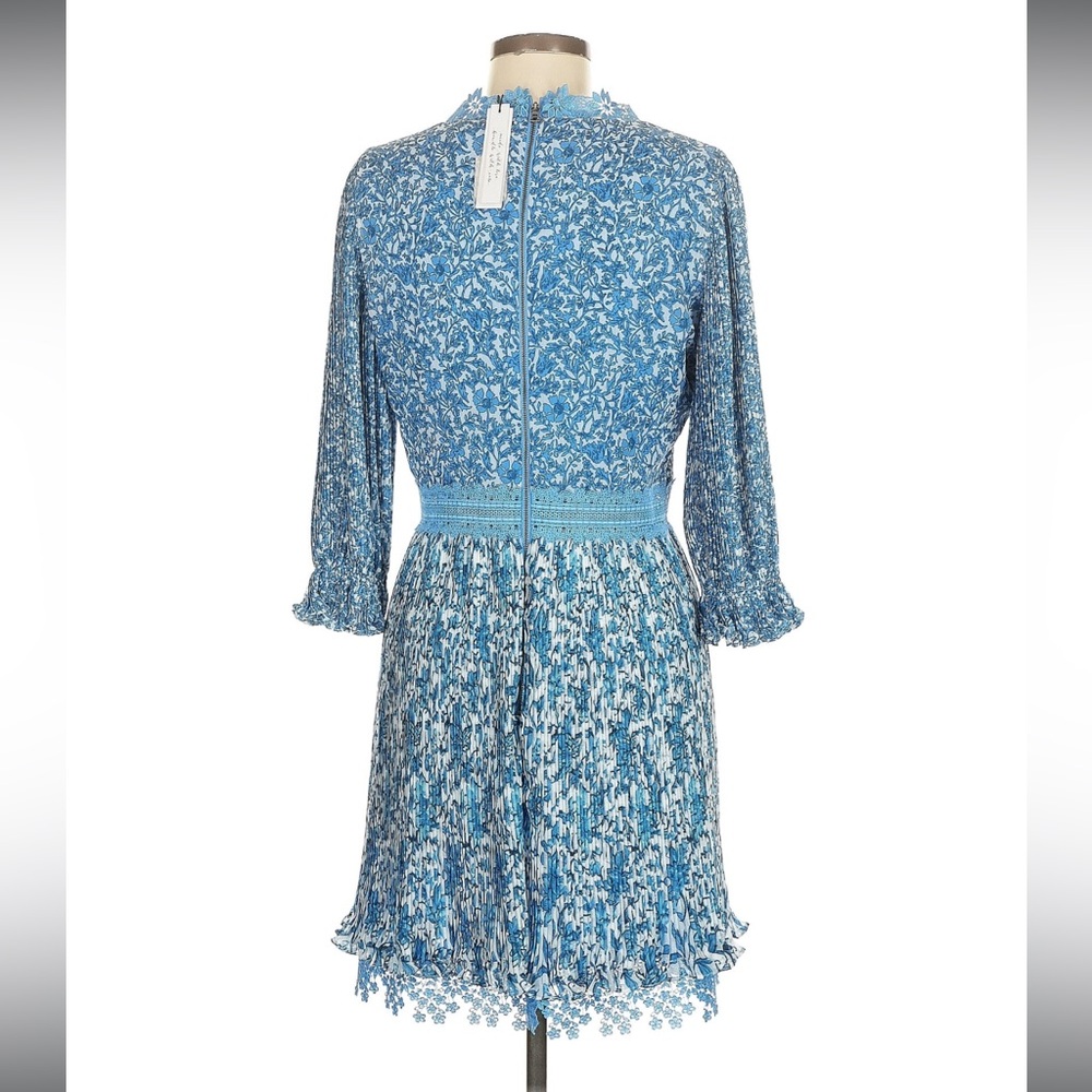 Blue Floral Dress with Ruffle Hem